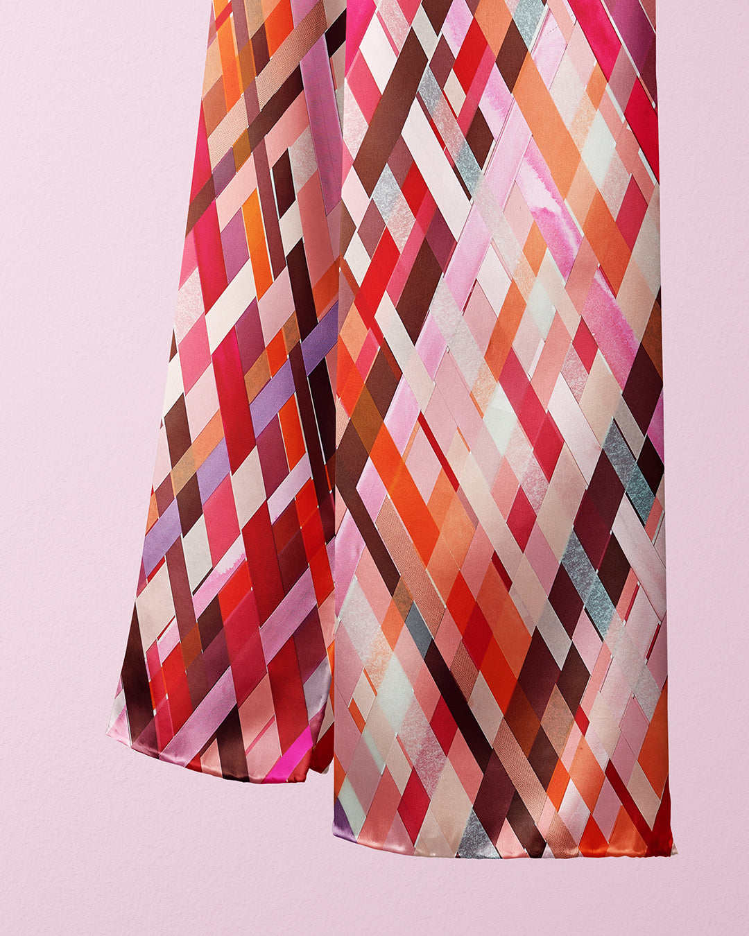 Silketørklæde -Rød - orange - 160 x 65 cm - Harlequin - PRØVE - 2 stk