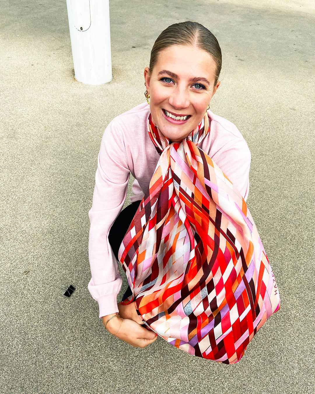 Silketørklæde -Rød - orange - 160 x 65 cm - Harlequin - PRØVE - 2 stk