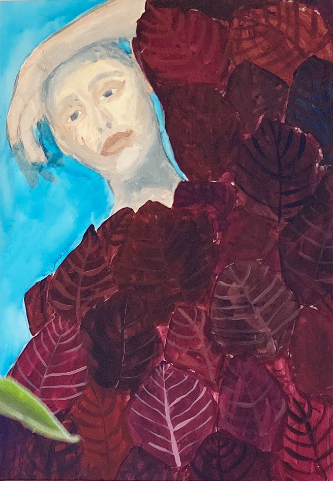 Red Leaf - Maleri - Akryl på lærred 45 x 65 cm