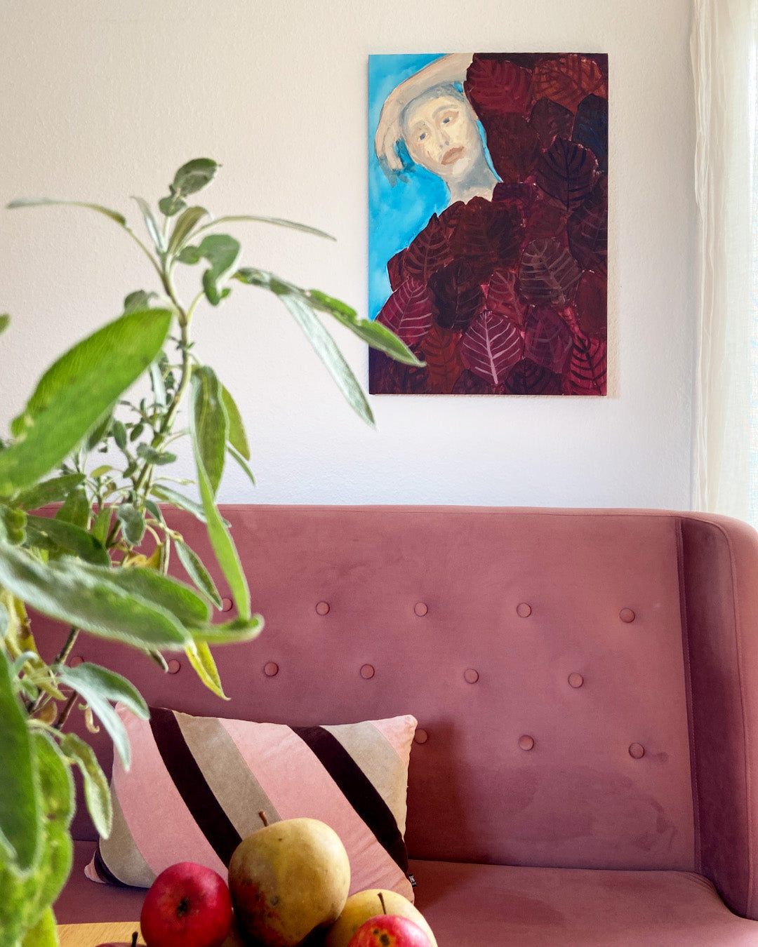 Red Leaf - Maleri - Akryl på lærred 45 x 65 cm
