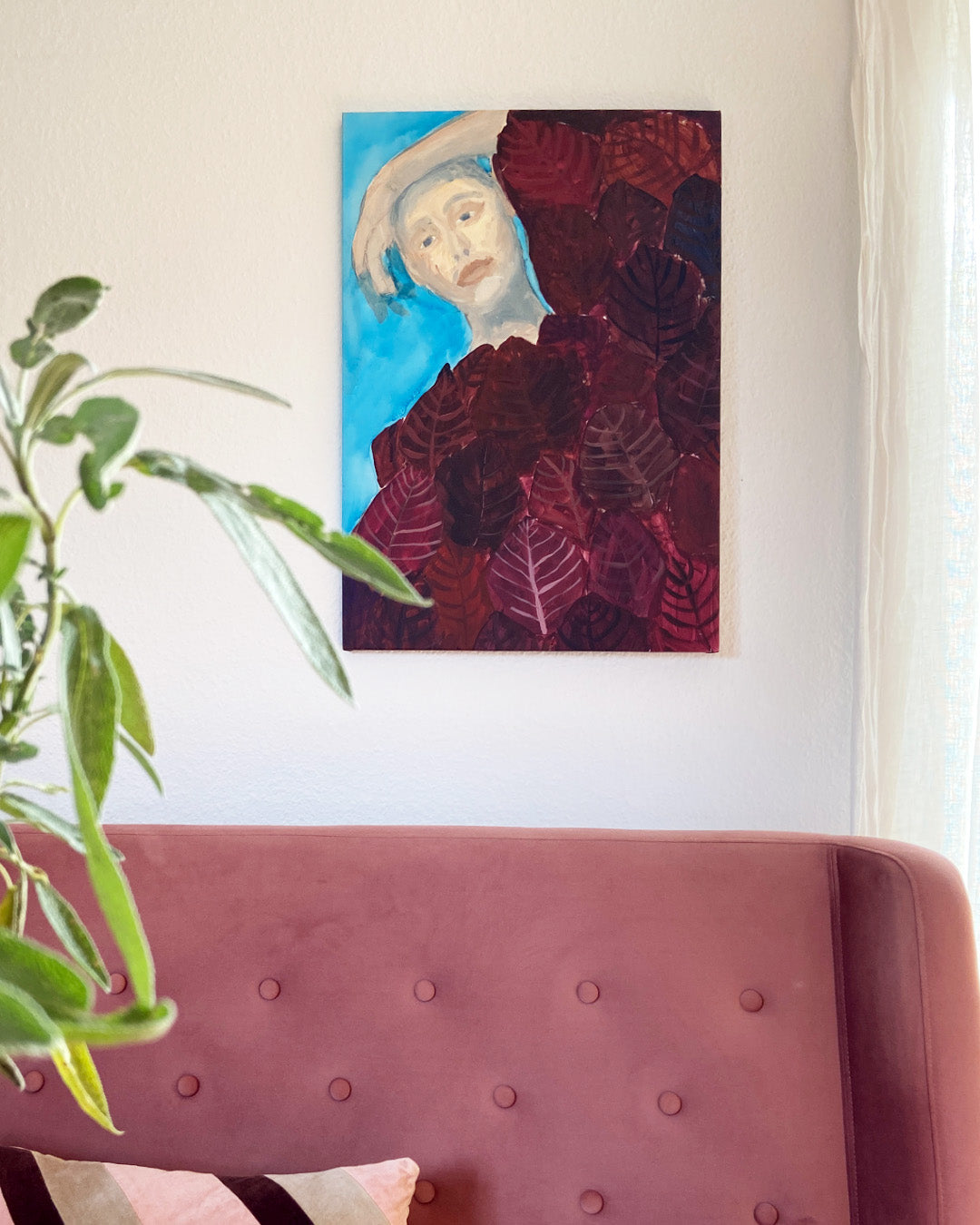 Red Leaf - Maleri - Akryl på lærred 45 x 65 cm