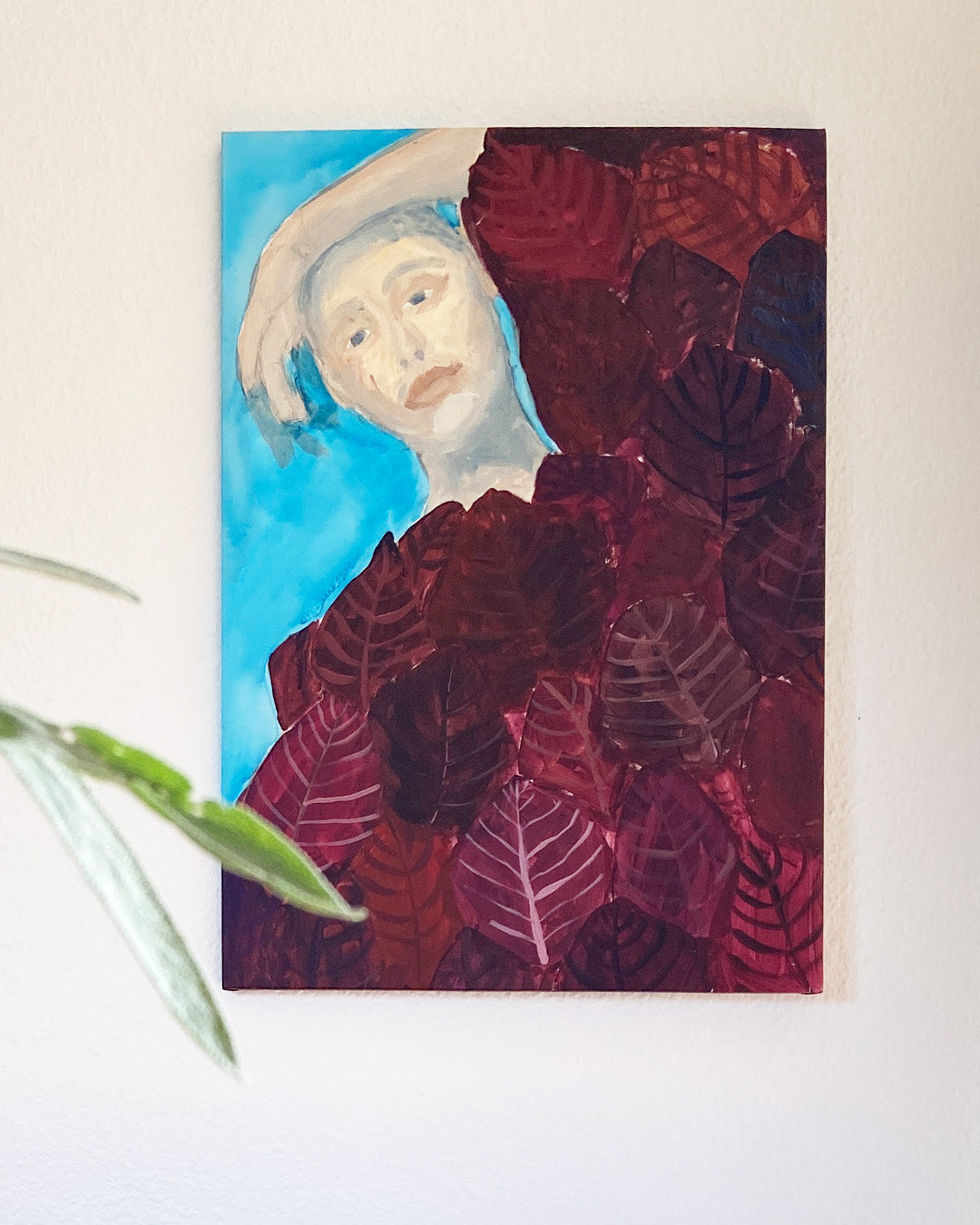 Red Leaf - Maleri - Akryl på lærred 45 x 65 cm