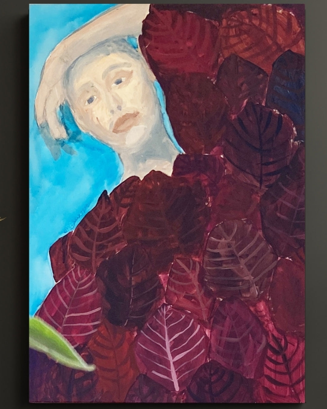 Red Leaf - Maleri - Akryl på lærred 45 x 65 cm