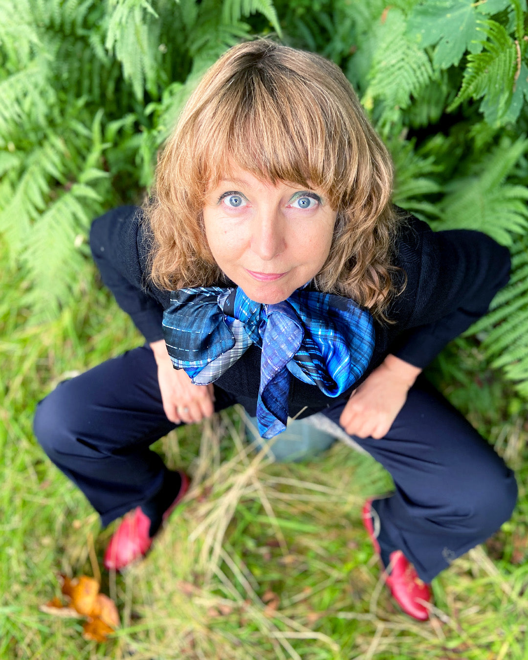 Silketørklæde - eksklusivt blåt -aflangt - 150 x 65 cm - Vibrant Blue No. 7