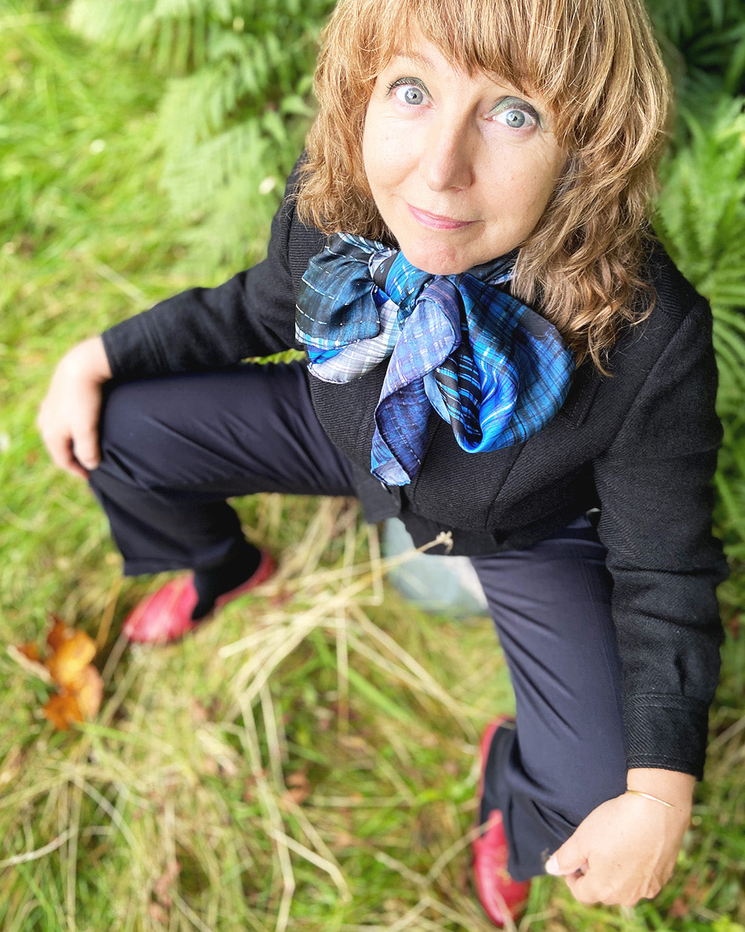 Silketørklæde - eksklusivt blåt -aflangt - 150 x 65 cm - Vibrant Blue No. 7