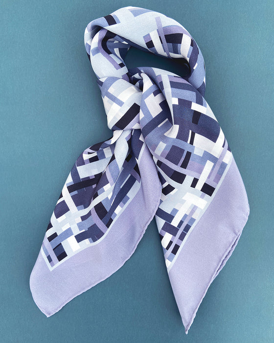 Silketørklæde - Grå farve - luksuriøst - HAZEL Cph - Interlacing - 65 x 65 cm Blue Granite No. 5