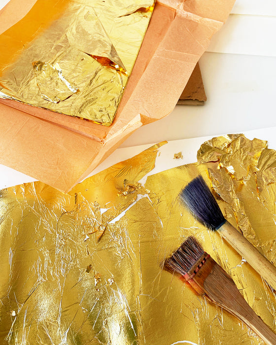 Silketørklæde gyldent Aflangt - 100% ægte SILKE TWILL - HAZEL Cph - 160 x 65 cm - Harlequin Golden No. 12