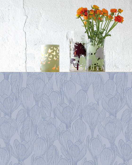Voksdug med blå forårsblomster fra Notes by Susanne Schjerning  - Voksdug Flora Helion Blue